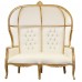 Porters Double Chair - La Dome - Gold Frame and White Faux Leather